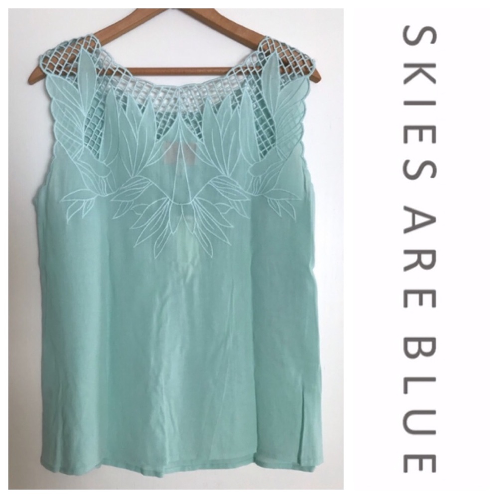 NWT Skies are Blue Swanson Lt. Green Crocheted Top